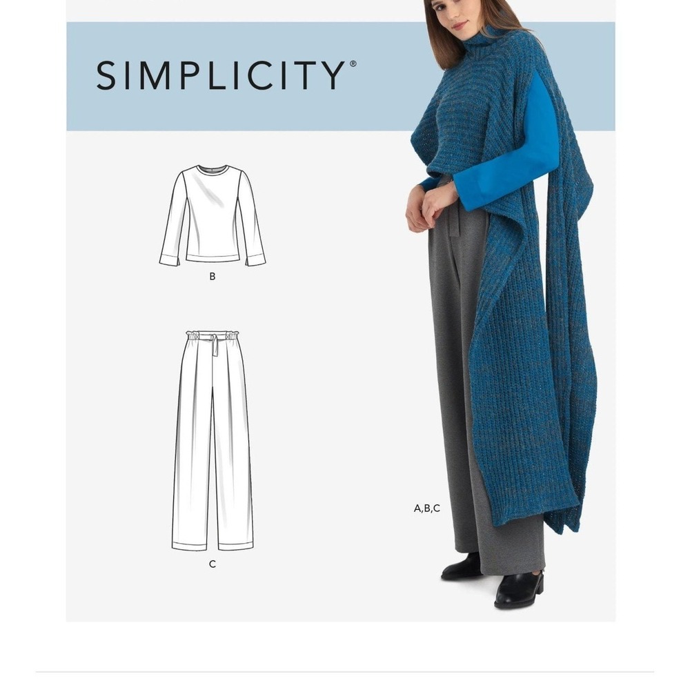 Simplicity Sewing Pattern 9185 10751 Misses Knit Top Pants Cape‎ Size 6-14